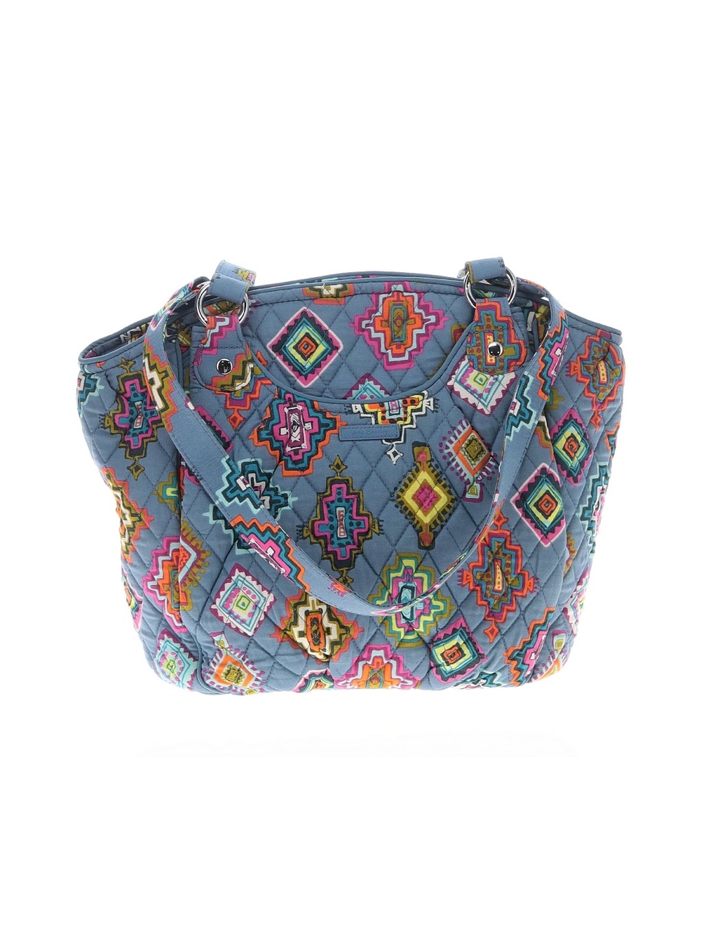 Vera Bradley Blue Quilted Tote with Multicolor Embroidery painted medallions